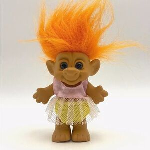 Vintage Forest Troll 4" Ballerina Girl in Tutu Orange Hair
